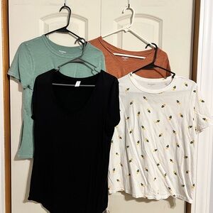 Old Navy Women's Short Sleeve Tees in Black, Green, Orange, and White